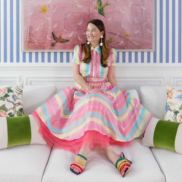 Halogen x Atlantic Pacific Candy Striped Organza Skirt in Medium